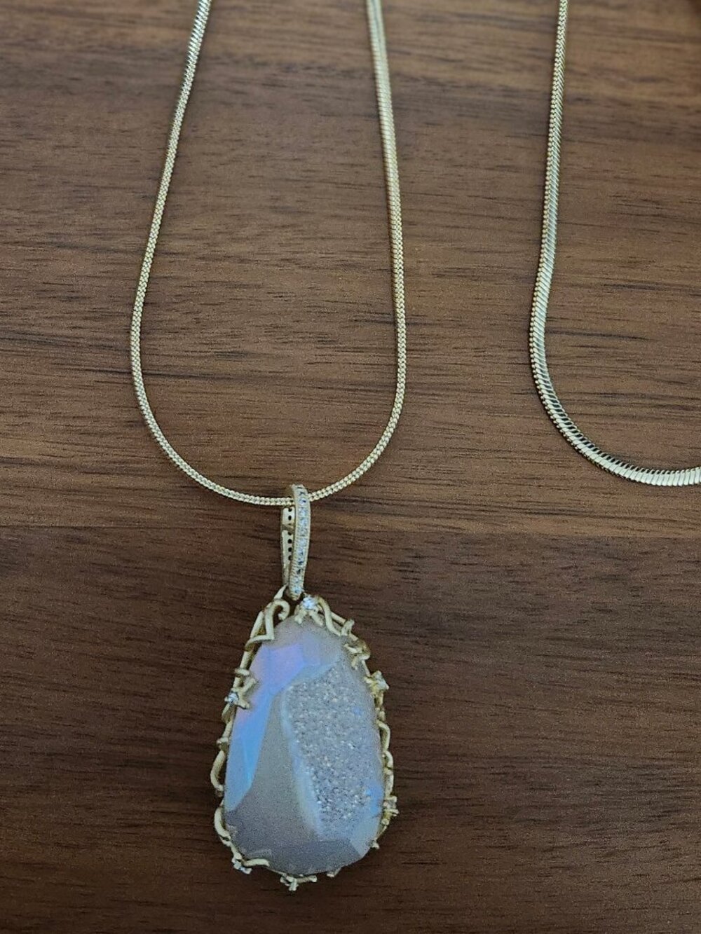 Kendra Scott Iridescent Drusy Luxe Gold Pendant Necklace